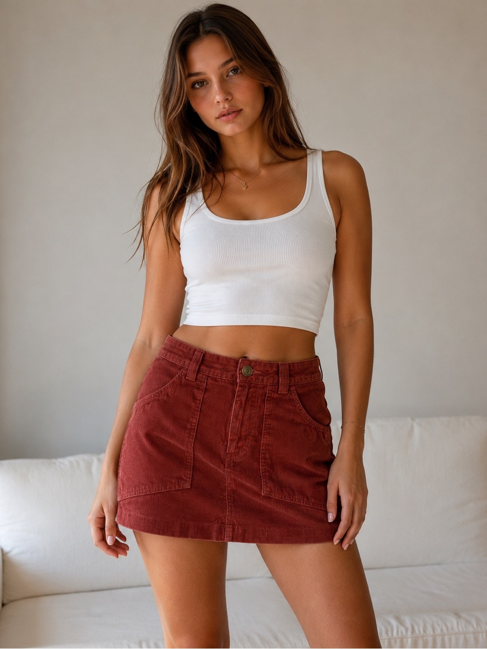 Forever 21 Rust Corduroy Skirt